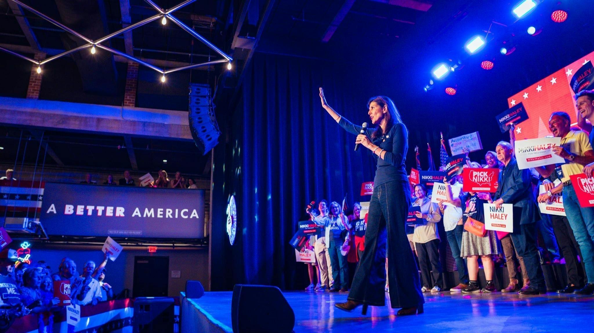 Nikki Haley durante un evento de campaña. Fuente: Nikki Haley